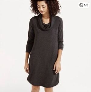 Lou & Grey Cowl Neck Signaturesoft Dress Small Charcoal Gray